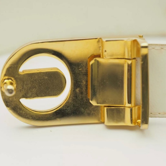 AUTHENTIC GUCCI VINTAGE MADE IN ITALY WHITE LEATHER LADIES' BELT with Dust bag - Picture 8 of 9